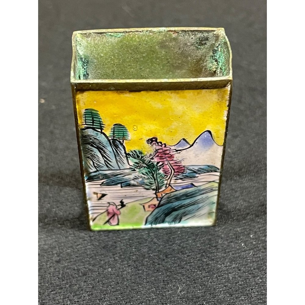 Antique Chinese Cloisonne Enamel Matchbox Holder
